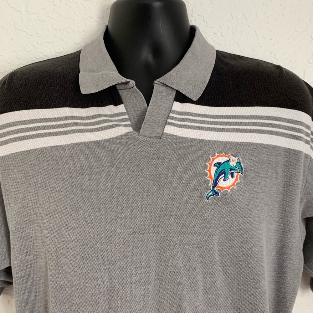 Vintage Miami Dolphins Gray NFL Polo  Shirt Large